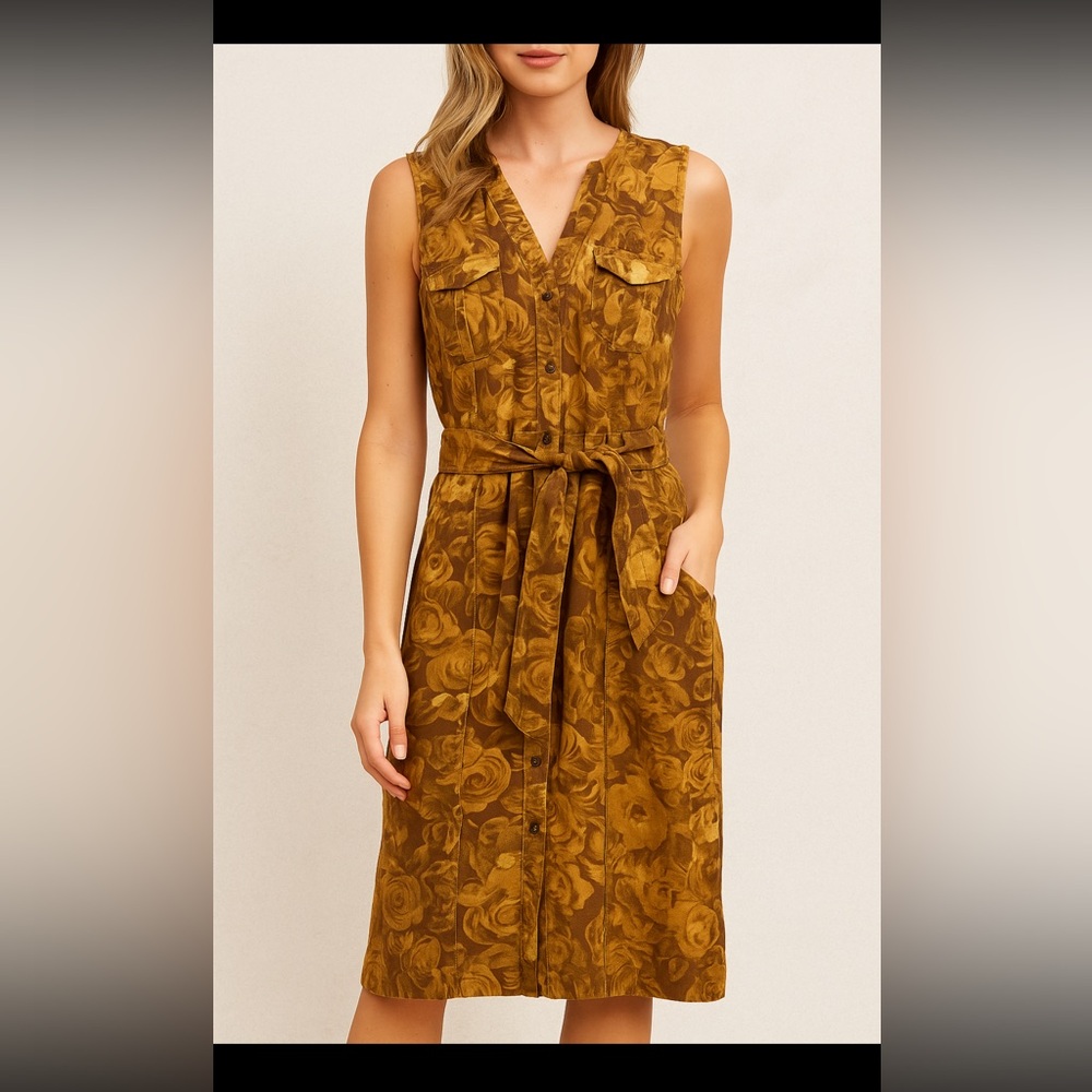 Moulinette Soeurs Brown Floral Midi Dress